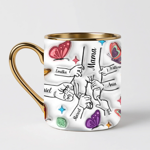 Hrnek pro maminku - barevní motýli - Elegantní hrnek (330ml) - Bílý