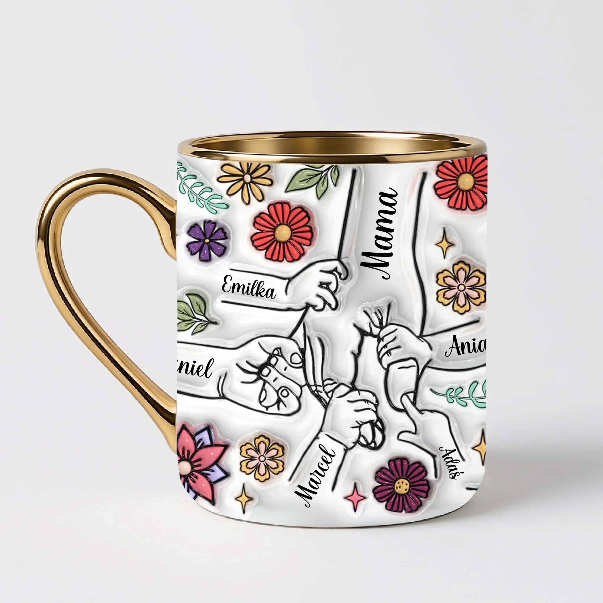 Hrnek pro maminku - lidové květy - Elegantní hrnek (330ml) - Bílý