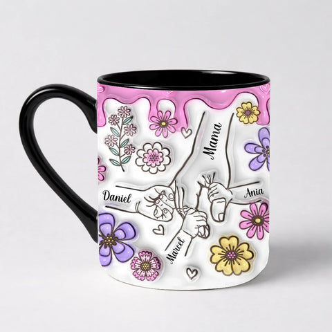 Hrnek pro maminku se jmény dětí - Elegantní hrnek (330ml), Černý