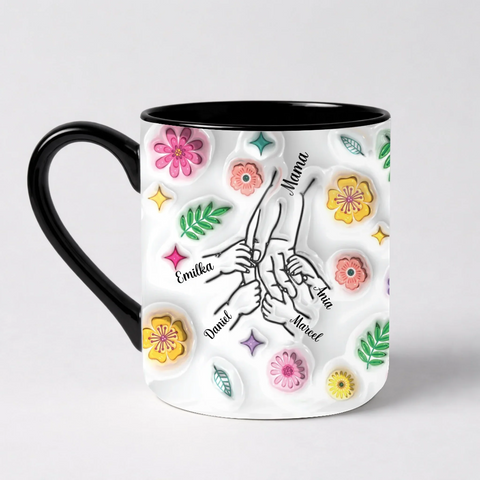 Hrnek pro maminku se jmény dětí - Elegantní hrnek (330ml), Černý