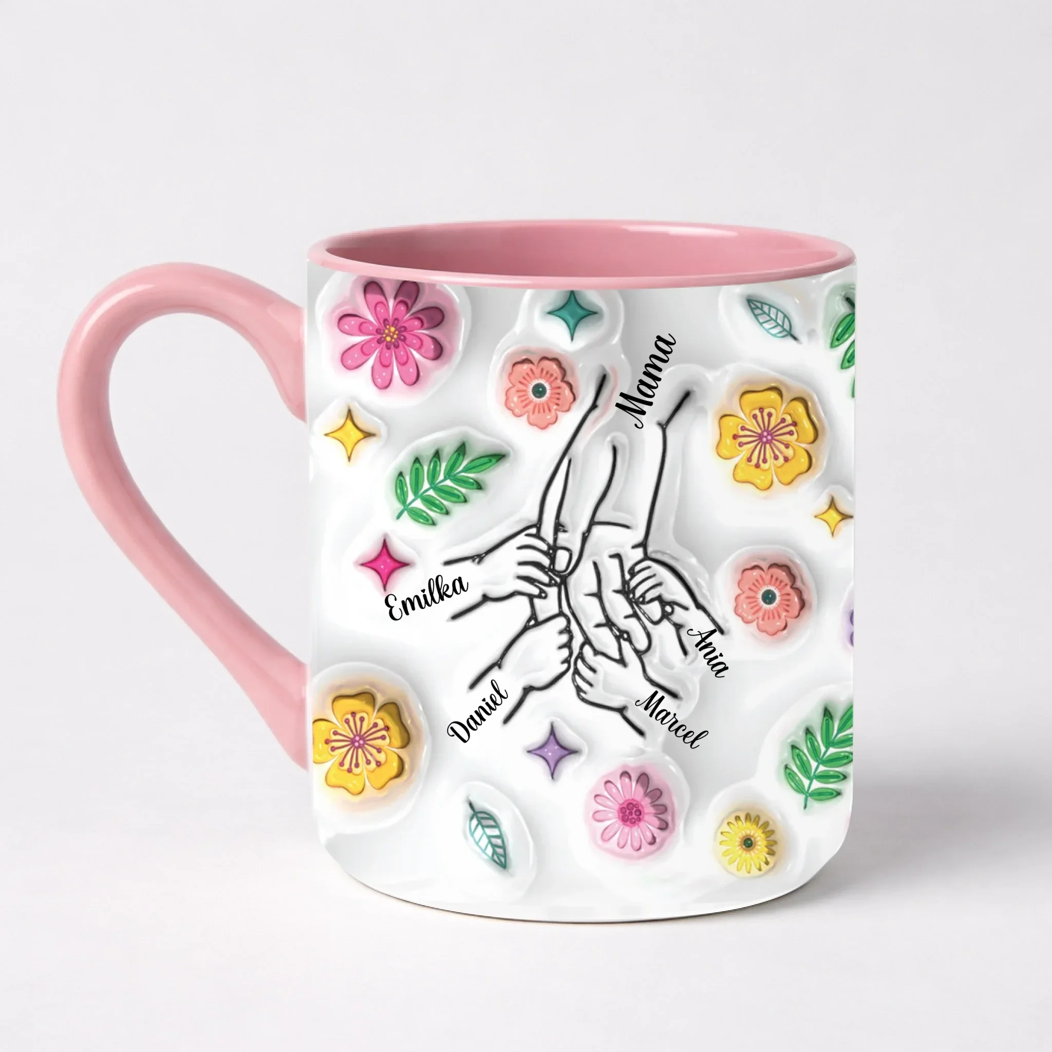 Hrnek pro maminku se jmény dětí - Elegantní hrnek (330ml), Růžový