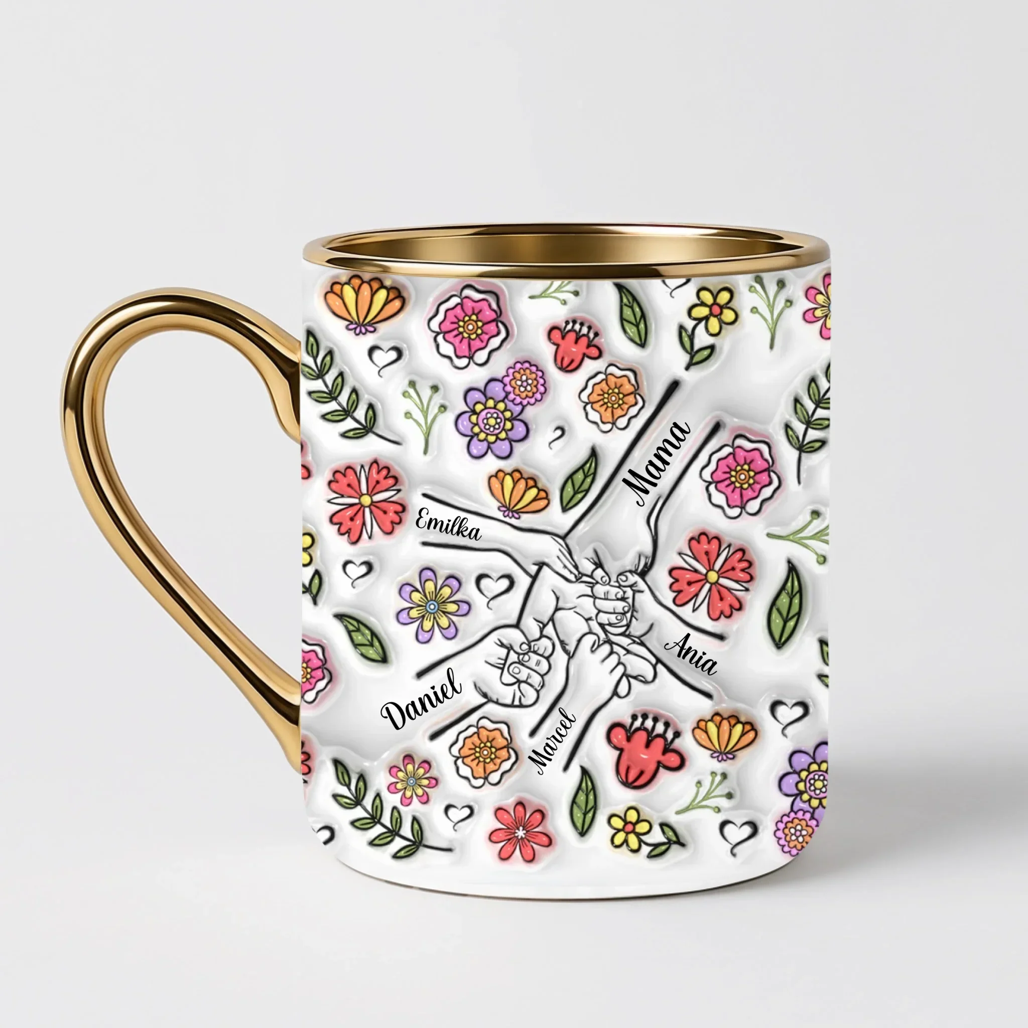 Hrnek pro maminku - rozkvetlá louka - Elegantní hrnek (330ml) - Bílý