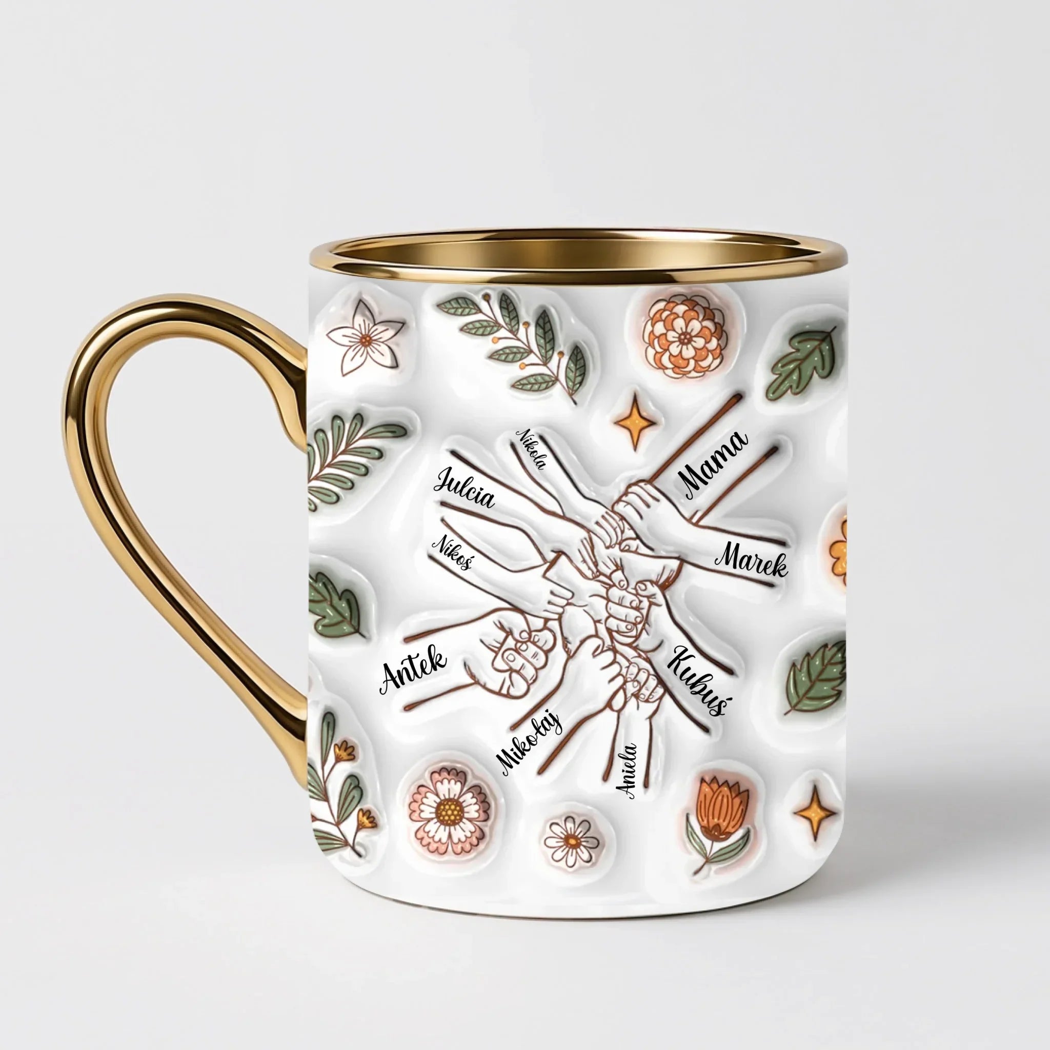 Hrnek pro maminku - podzimní květy - Elegantní hrnek (330ml) - Bílý
