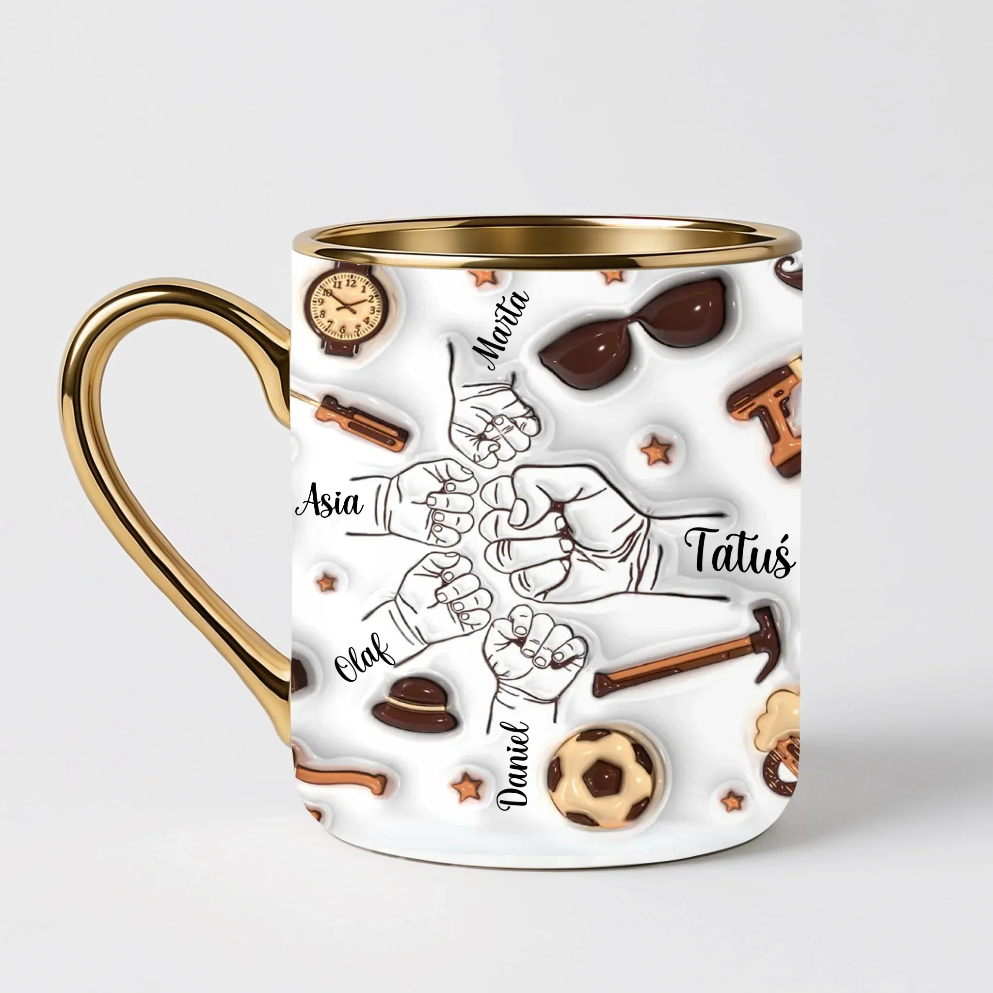 Hrnek pro tátu - pěstičky a nářadí - Elegantní hrnek (330ml) - Bílý