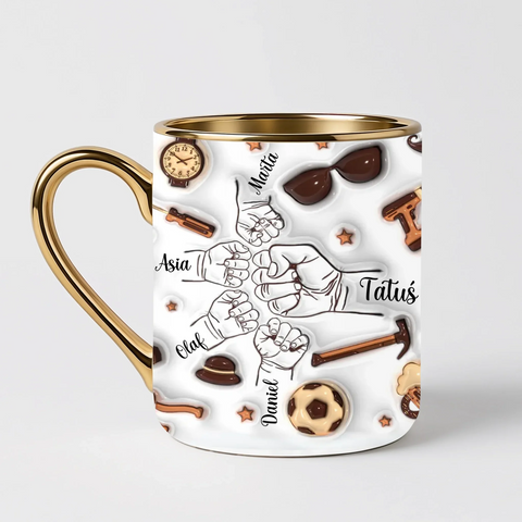 Hrnek pro tátu - pěstičky a nářadí - Elegantní hrnek (330ml) - Bílý