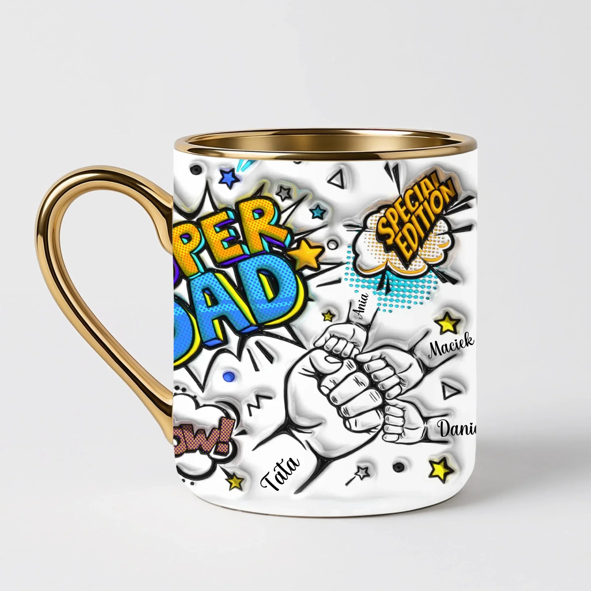 Hrnek pro tátu - Super Dad - Elegantní hrnek (330ml) - Bílý