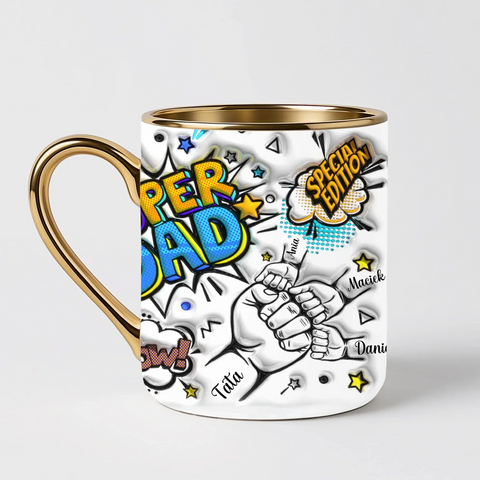 Hrnek pro tátu - Super Dad - Elegantní hrnek (330ml) - Bílý