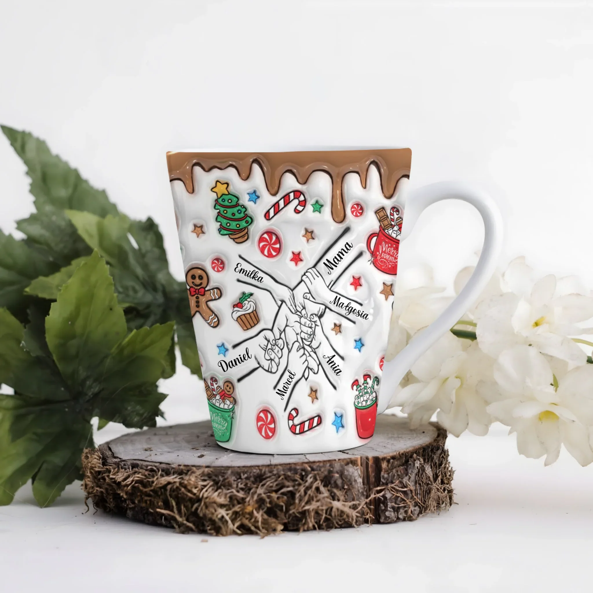 Vánoční hrnek - perníkový motiv - Latte Hrnek (300ml) - Bílý