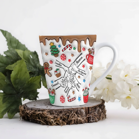 Vánoční hrnek - perníkový motiv - Latte Hrnek (300ml) - Bílý
