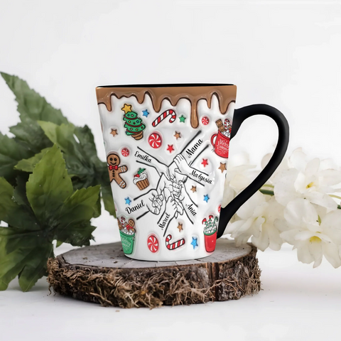 Vánoční hrnek - perníkový motiv - Latte Hrnek (300ml) - Černý