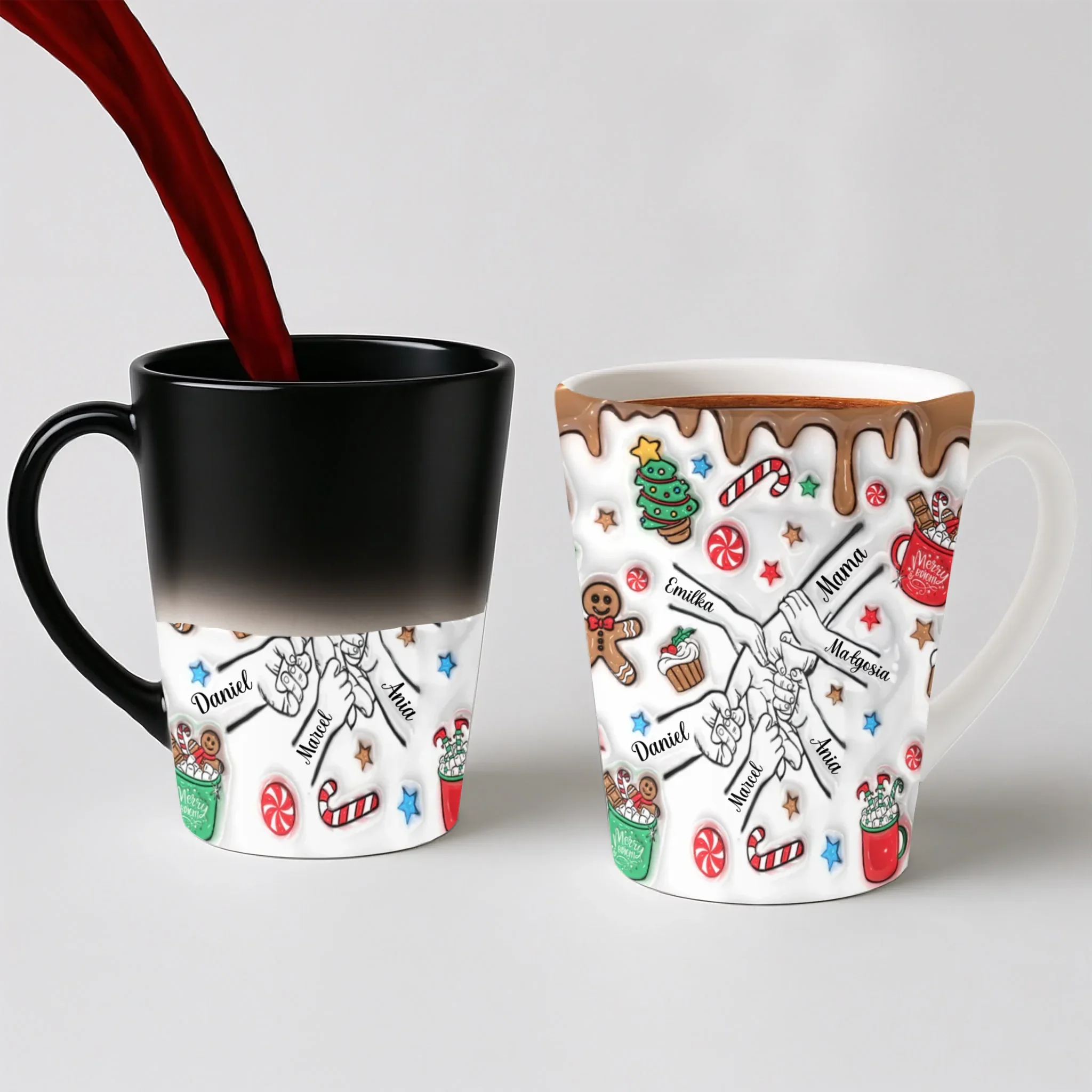 Vánoční hrnek - perníkový motiv - Latte Hrnek (300ml) - Magický (měnící barvu)