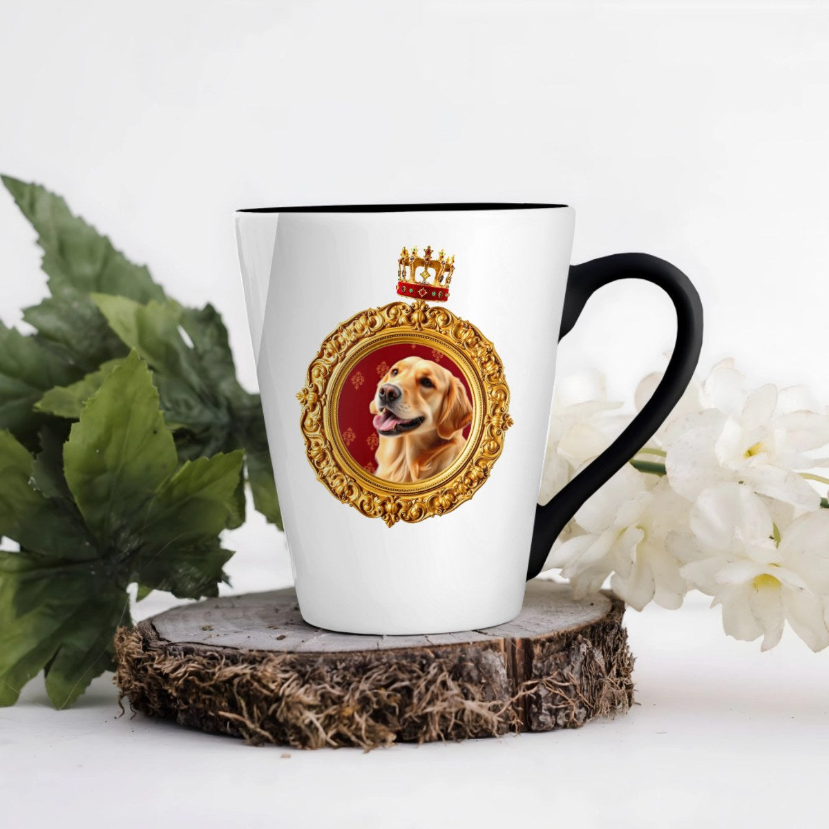 Královský portrét mazlíčka na hrnku - Latte Hrnek (300ml), Černý