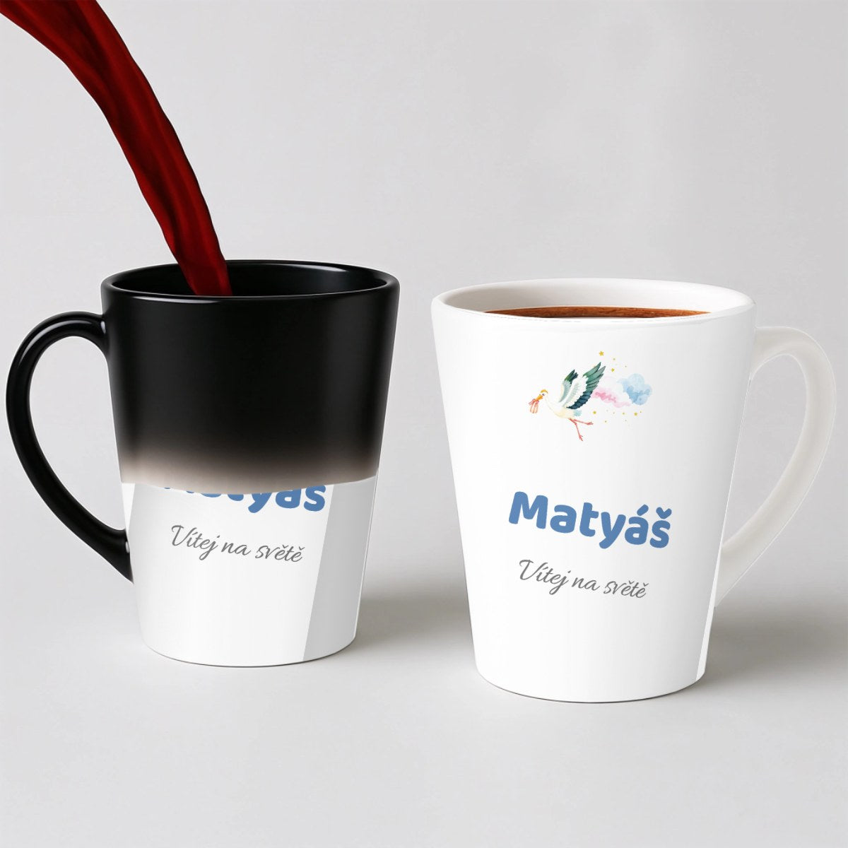 Hrnek s metrikou miminka - Latte Hrnek (300ml), Magický (měnící barvu)
