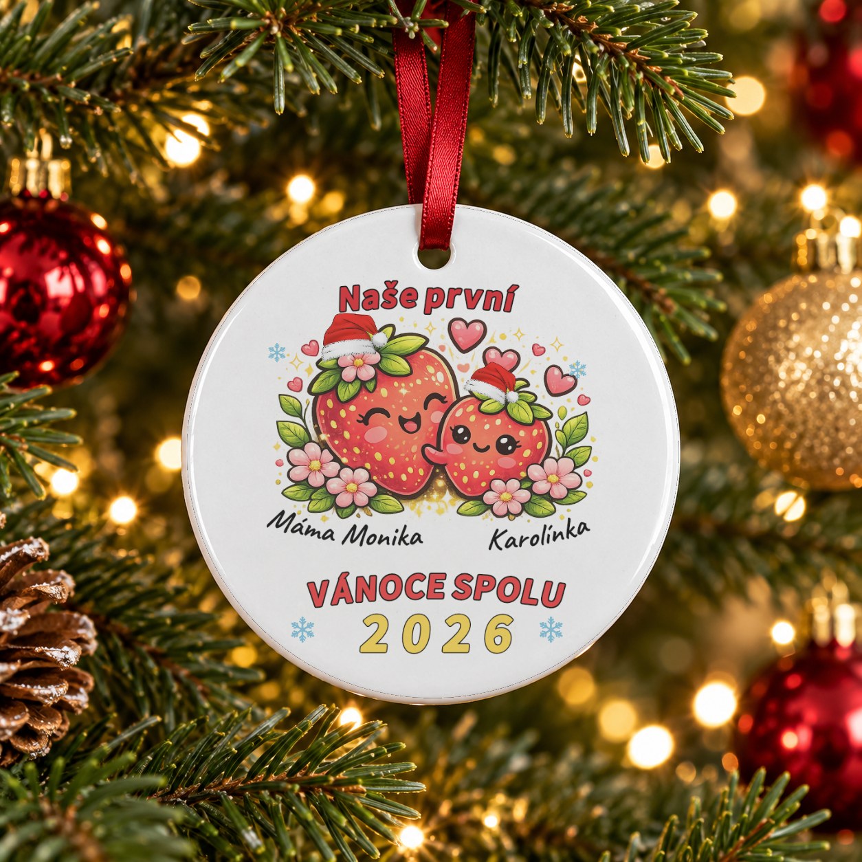 Vánoční keramická ozdoba pro maminku - kulatá