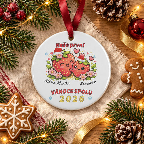 Vánoční keramická ozdoba pro maminku - kulatá