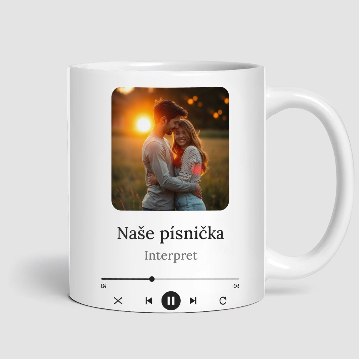 Hrnek s fotkou a QR kódem na vaši písničku - Hrnek (330ml), Bílý