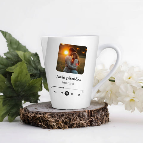 Hrnek s fotkou a QR kódem na vaši písničku - Latte Hrnek (300ml), Bílý