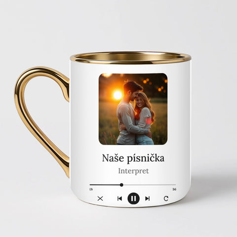 Hrnek s fotkou a QR kódem na vaši písničku - Elegantní hrnek (330ml), Bílý