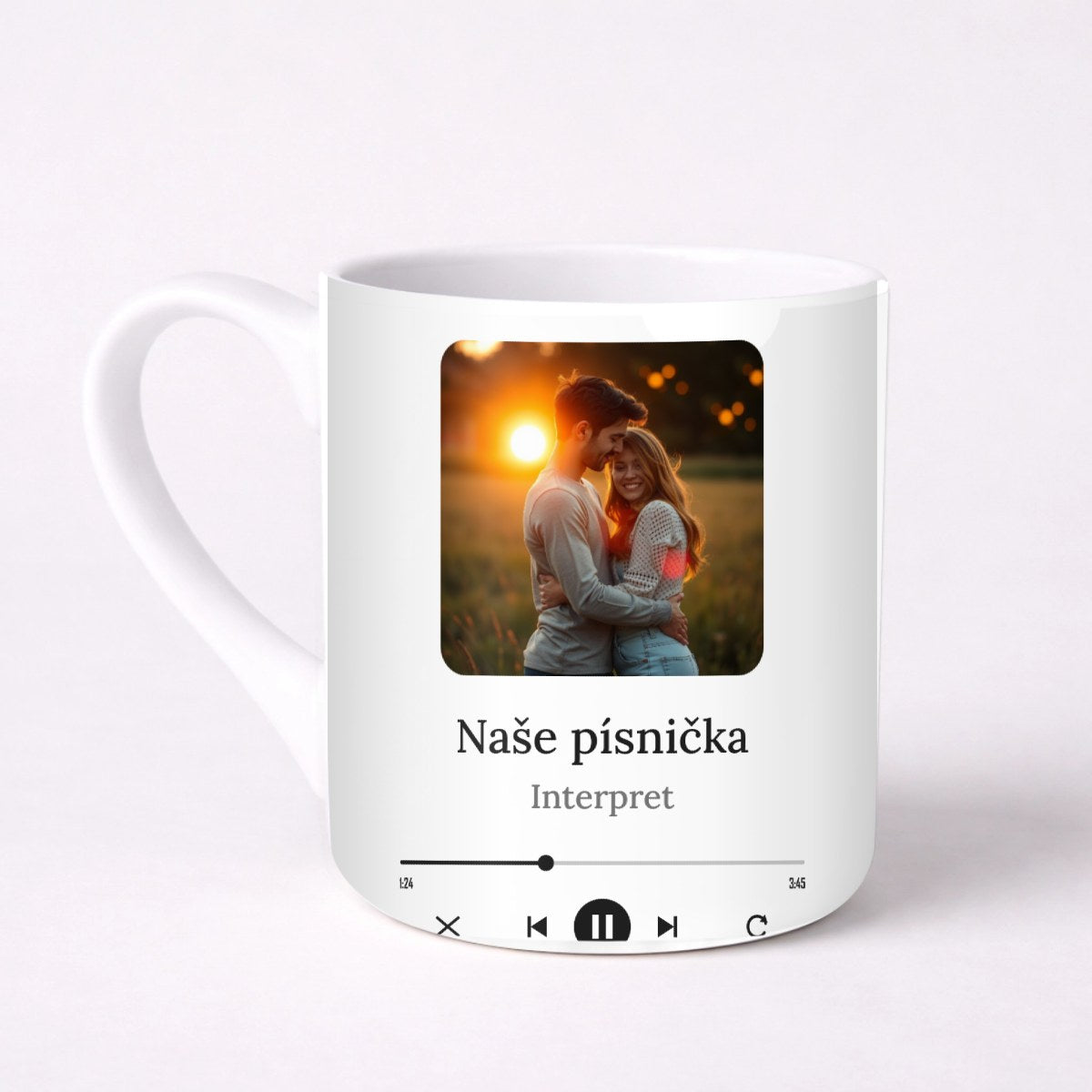 Hrnek s fotkou a QR kódem na vaši písničku - Elegantní hrnek (330ml), Bílý