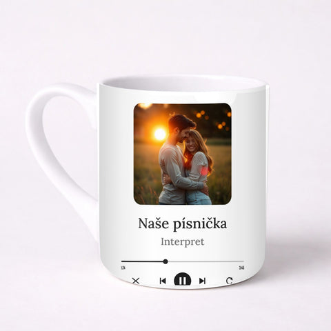 Hrnek s fotkou a QR kódem na vaši písničku - Elegantní hrnek (330ml), Bílý