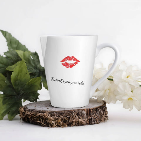 Hrnek s otiskem vašich rtů - Latte Hrnek (300ml), Bílý