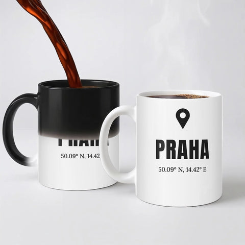 Hrnek se souřadnicemi místa - Hrnek (330ml), Magický (měnící barvu)