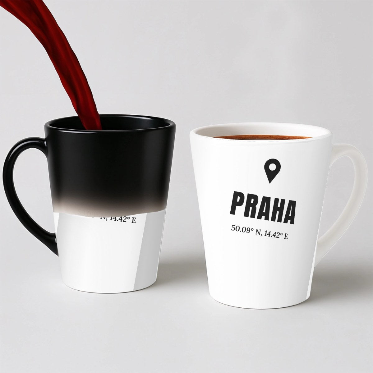 Hrnek se souřadnicemi místa - Latte Hrnek (300ml), Magický (měnící barvu)