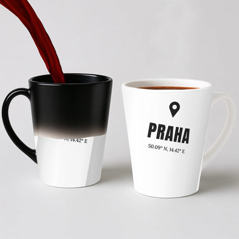 Hrnek se souřadnicemi místa - Latte Hrnek (300ml), Magický (měnící barvu)