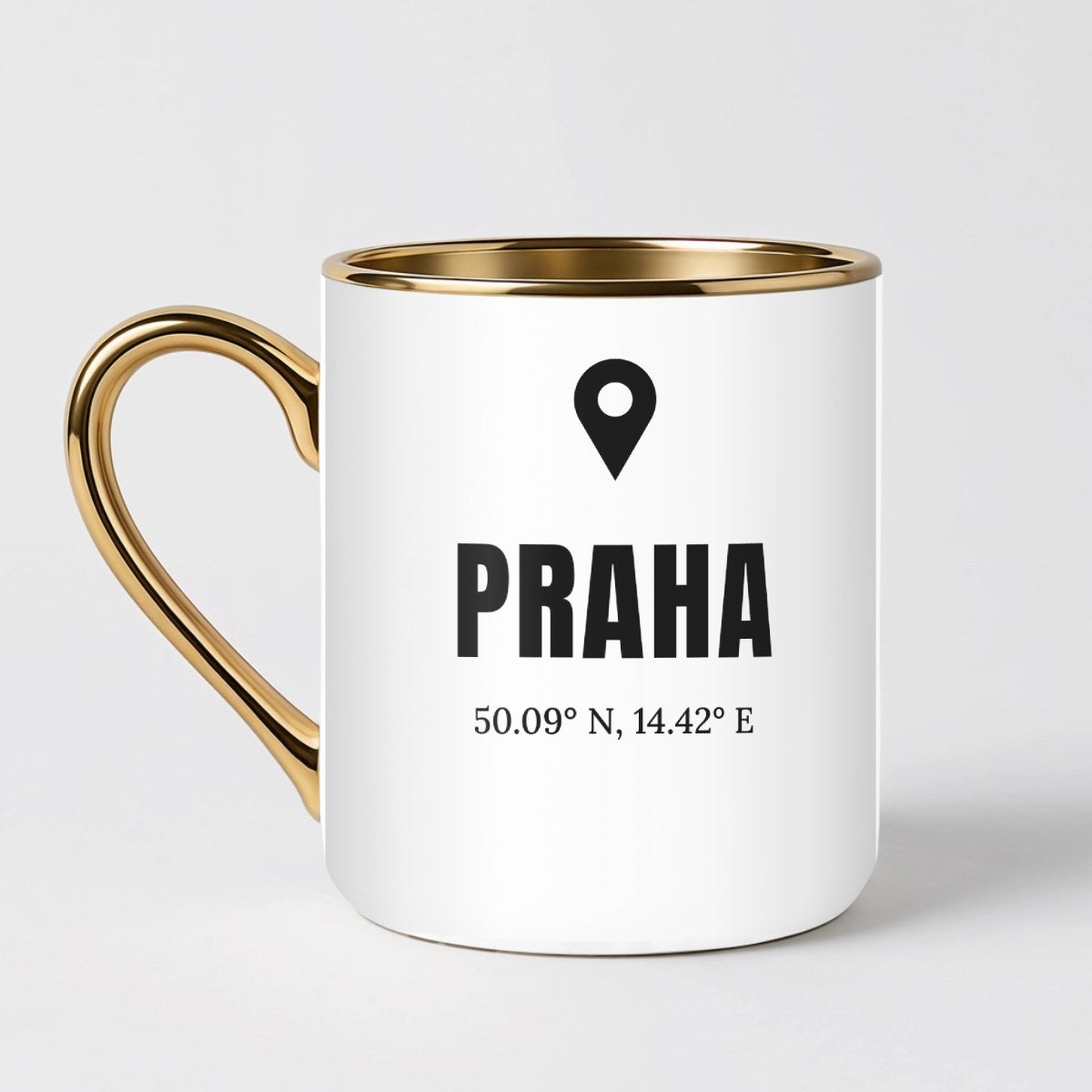 Hrnek se souřadnicemi místa - Elegantní hrnek (330ml), Zlatý