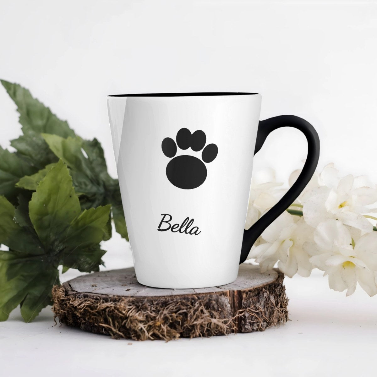 Hrnek s otiskem tlapky vašeho mazlíčka - Latte Hrnek (300ml), Černý