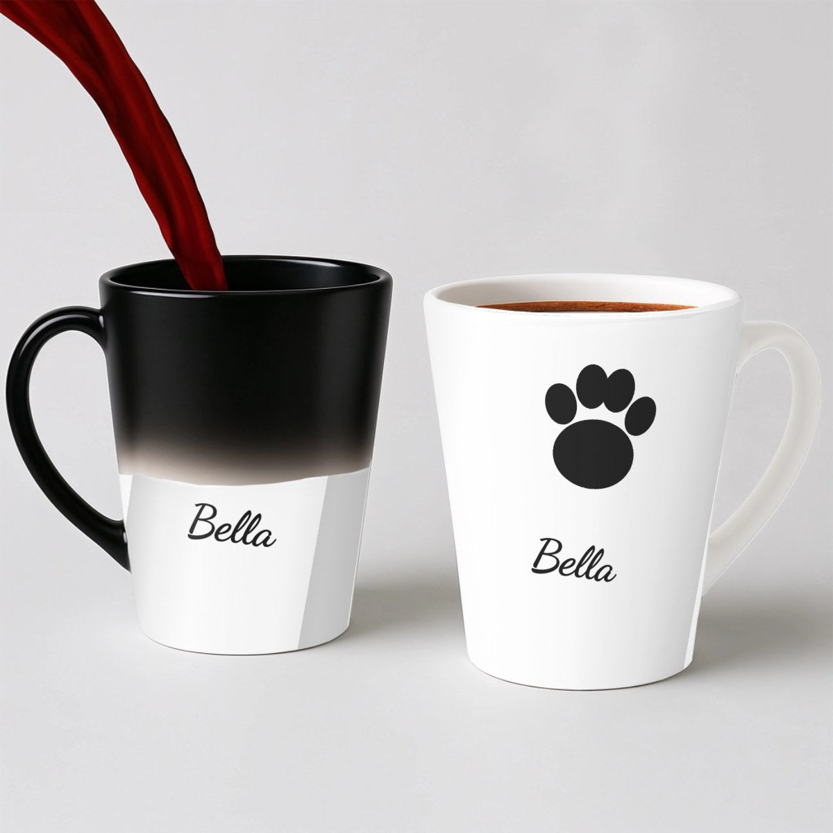 Hrnek s otiskem tlapky vašeho mazlíčka - Latte Hrnek (300ml), Magický (měnící barvu)