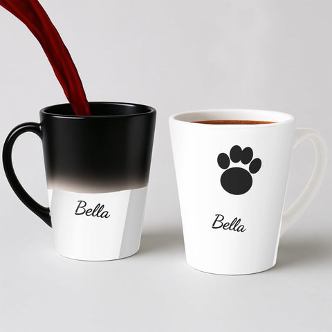 Hrnek s otiskem tlapky vašeho mazlíčka - Latte Hrnek (300ml), Magický (měnící barvu)